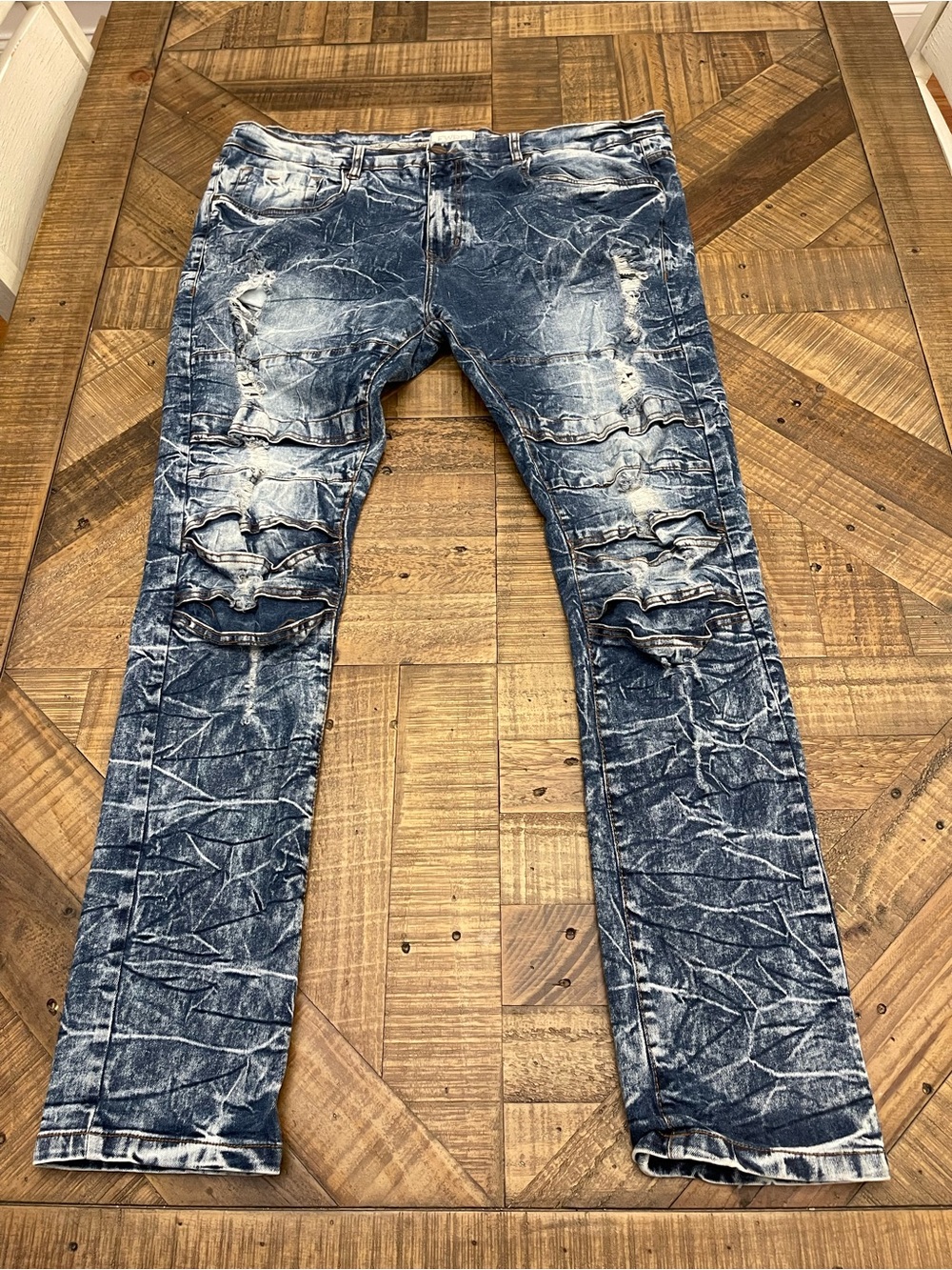 FWRD Denim heavy-distressed jeans-striking crackled acid wash finish